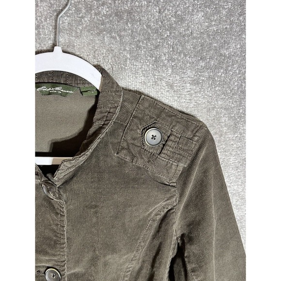 Eddie Bauer Corduroy Button Front Jacket Coat Womens Size Large Stretch Pockets - Picture 6 of 9